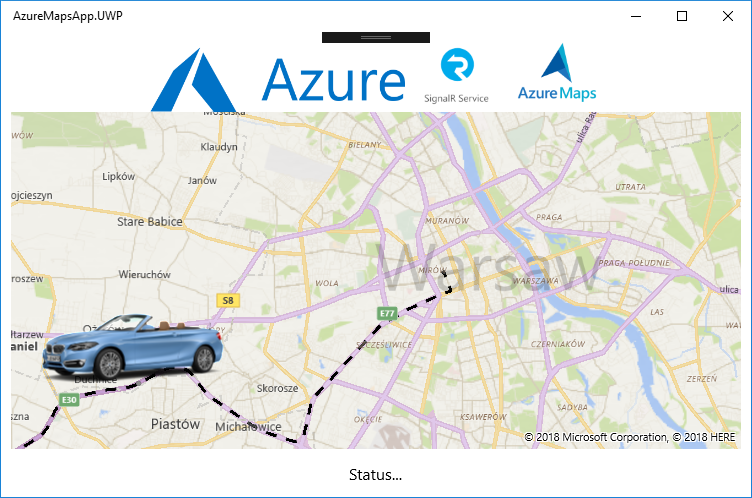 Azure Maps Service - real time location in UWP application